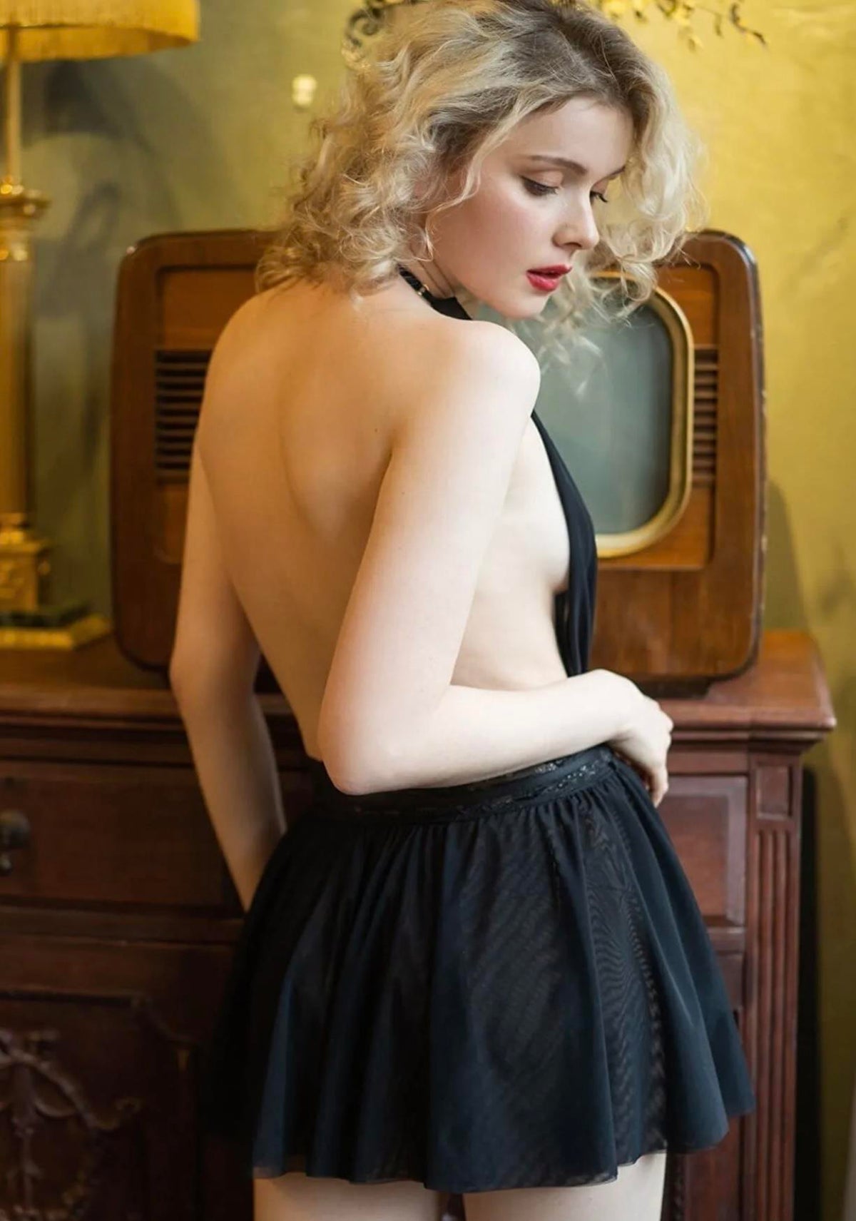 Bella Black Tulle Nightgown