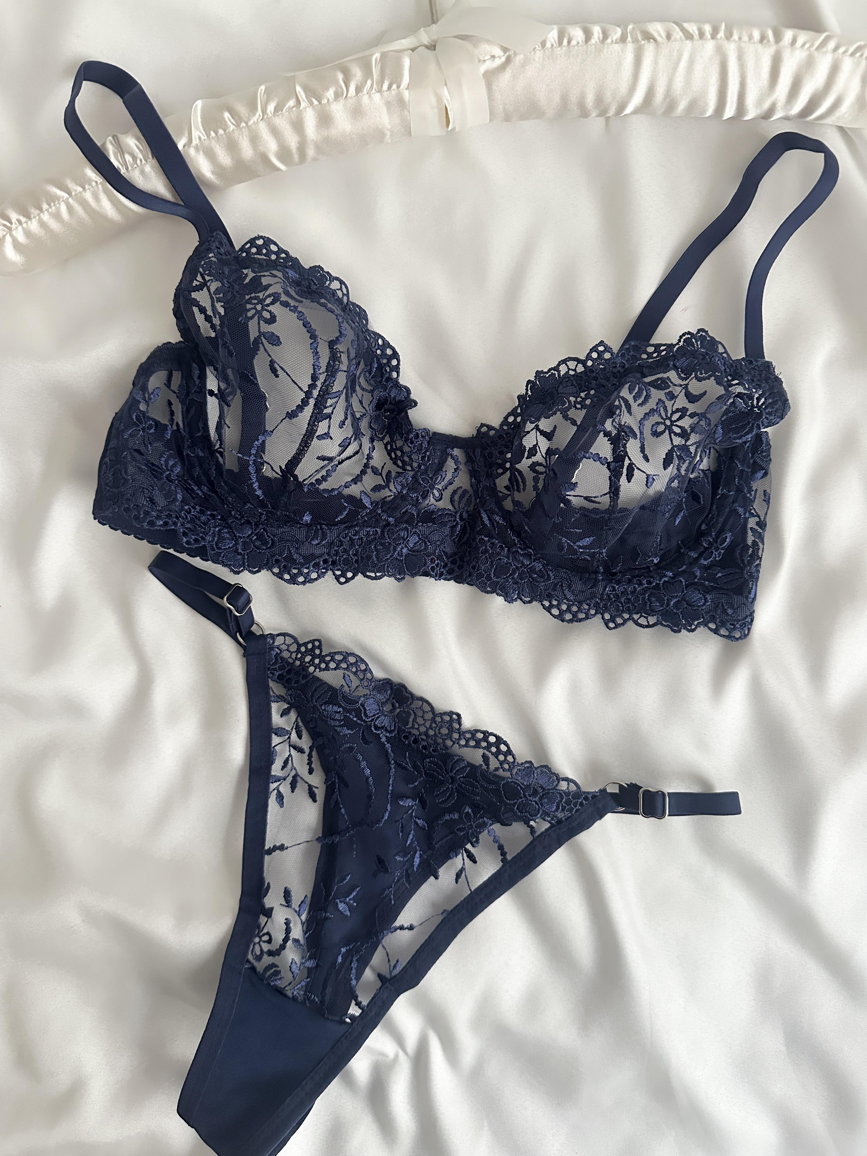 Swan Navy Bralette Set