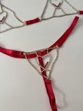 Bralette Set with Rhinestone Heart Detail