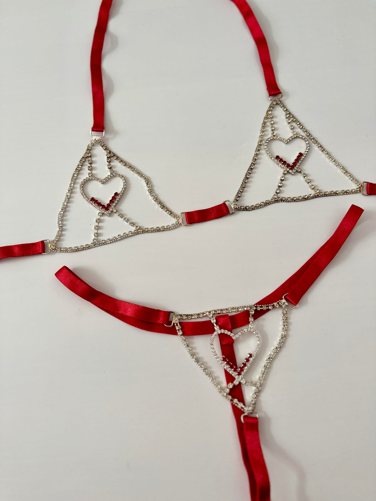 Taşlı Kalp Detaylı Bralet Takımı