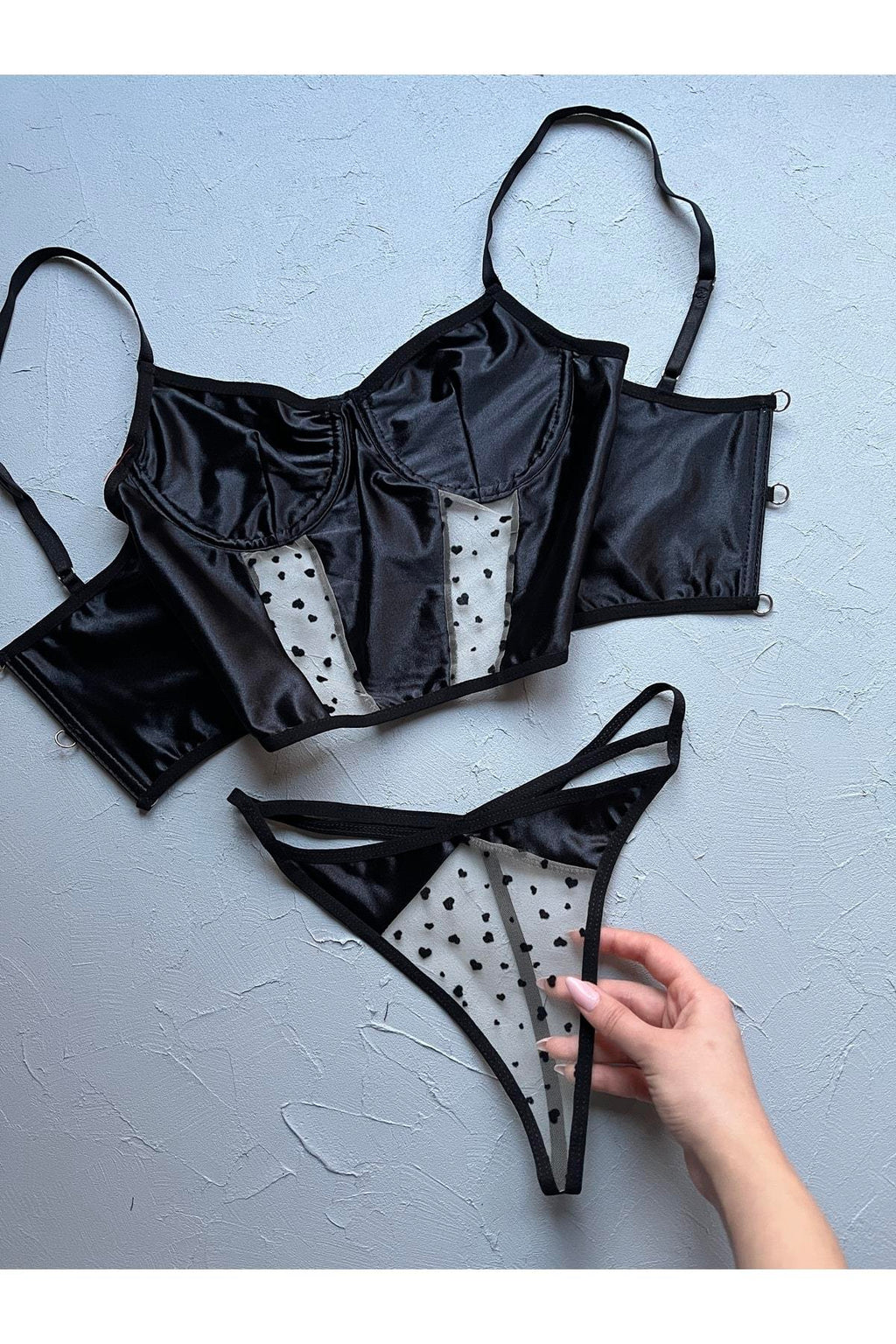 Thaissa Satin Bustier Set