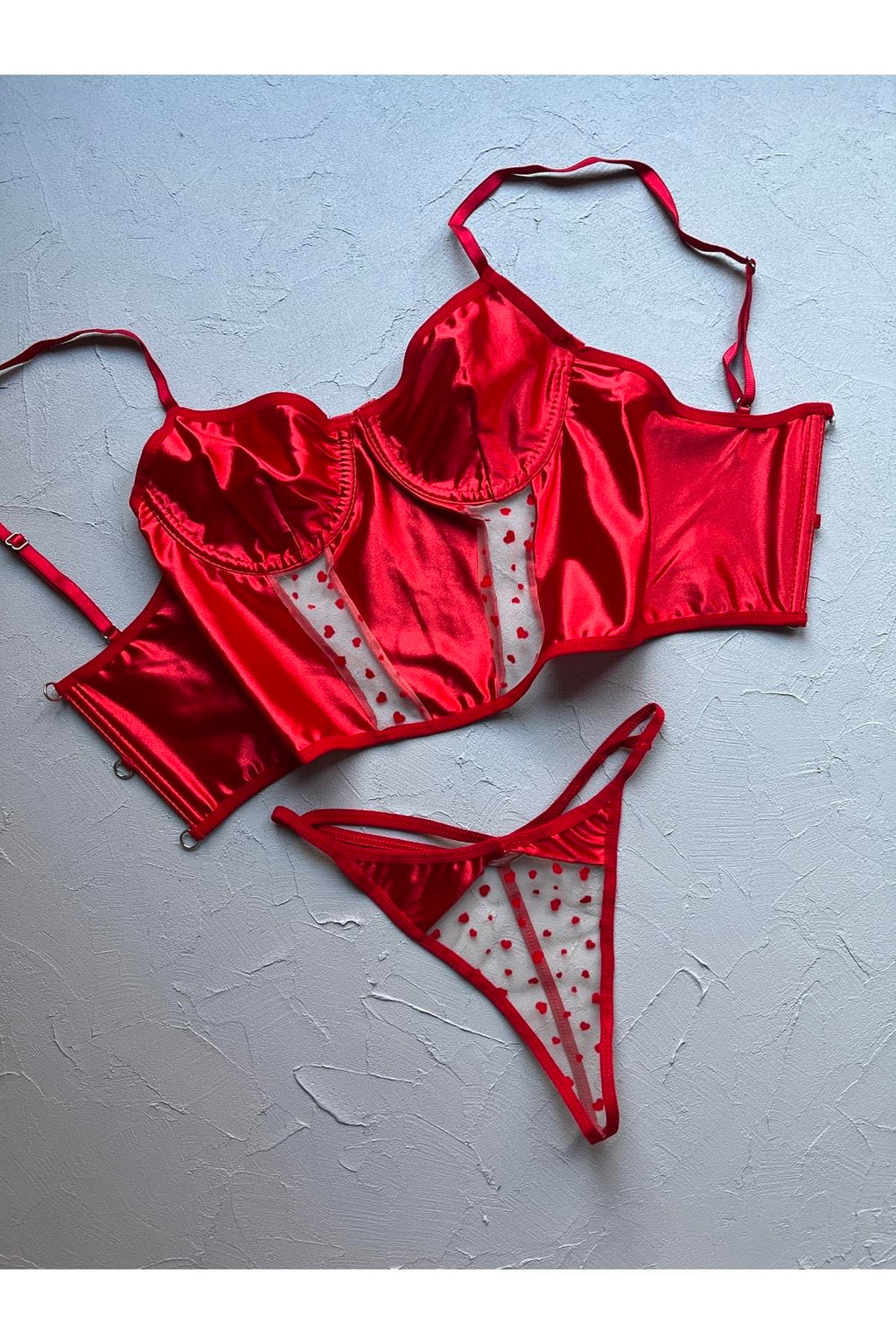 Thaissa Satin Bustier Set
