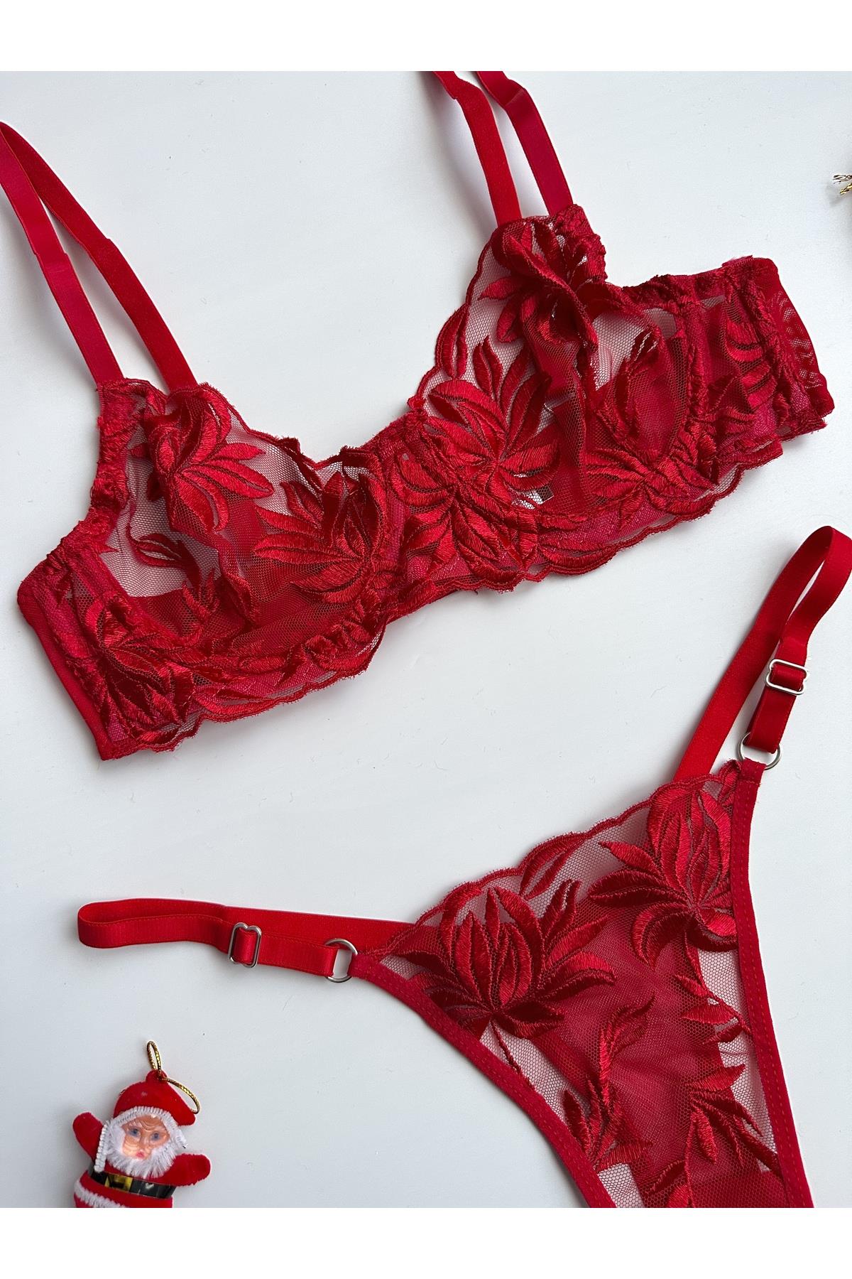 Tiana Red Underwired Bralette Set