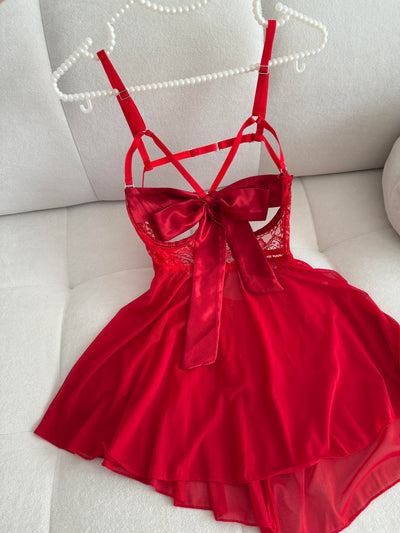 Vanessa Kırmızı Babydoll ( Tanga Hediyeli)
