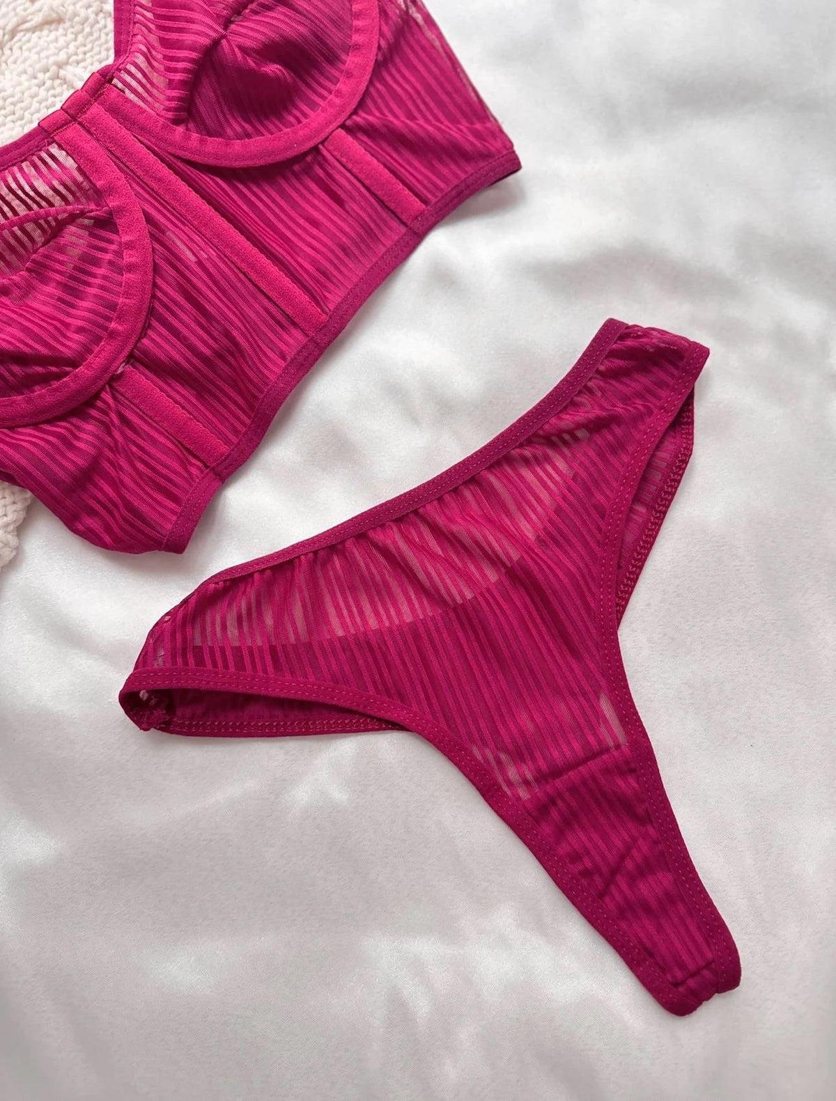 Cherry Striped Bralette Set