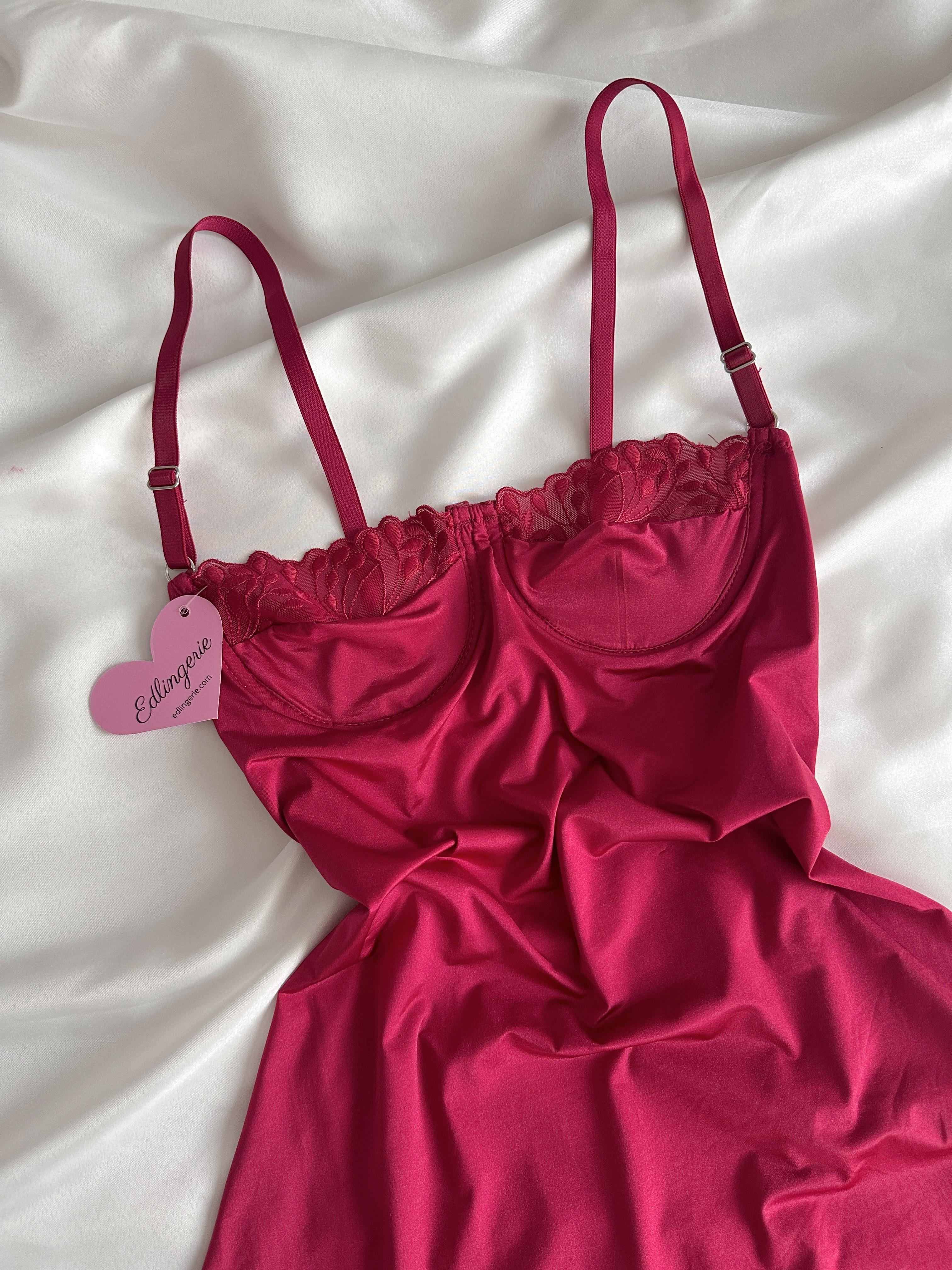Cherry Red Satin Nightgown