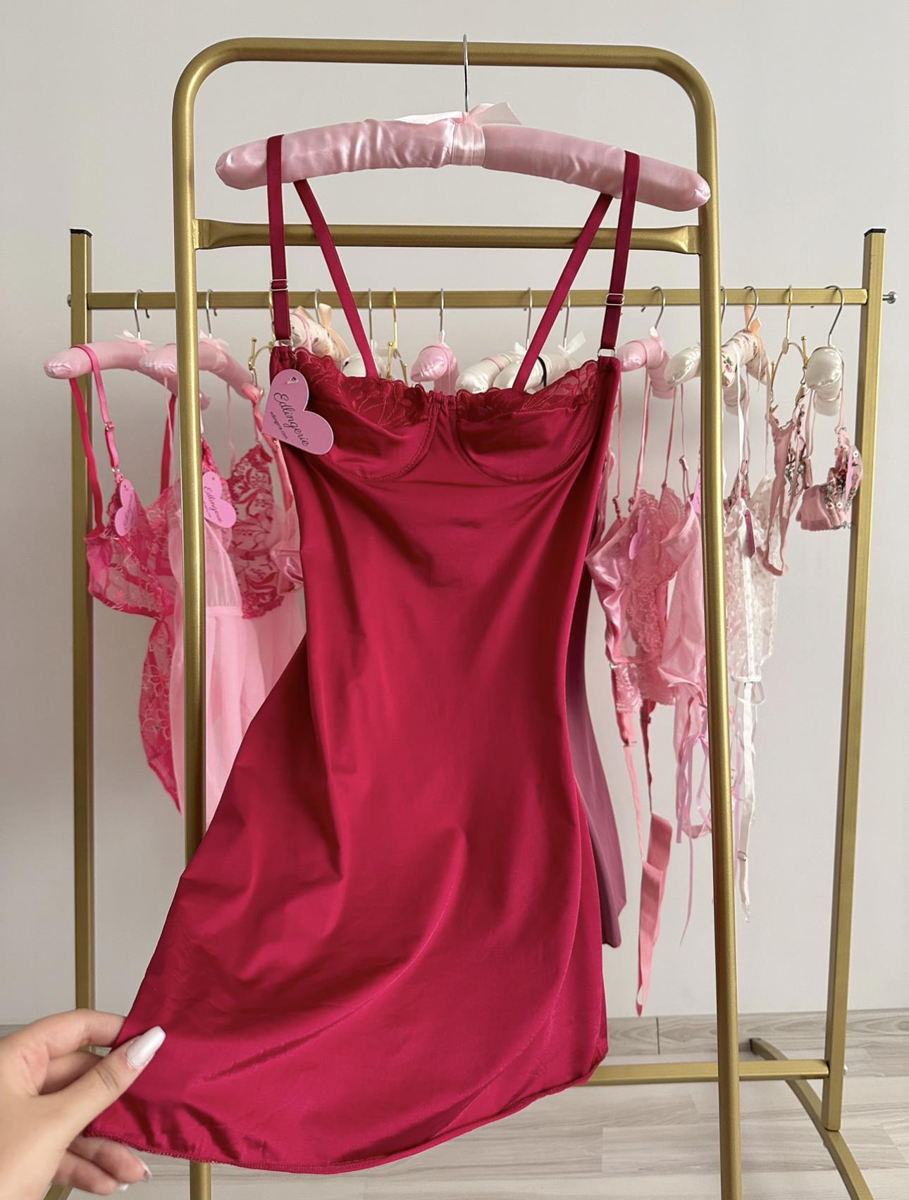Cherry Red Satin Nightgown