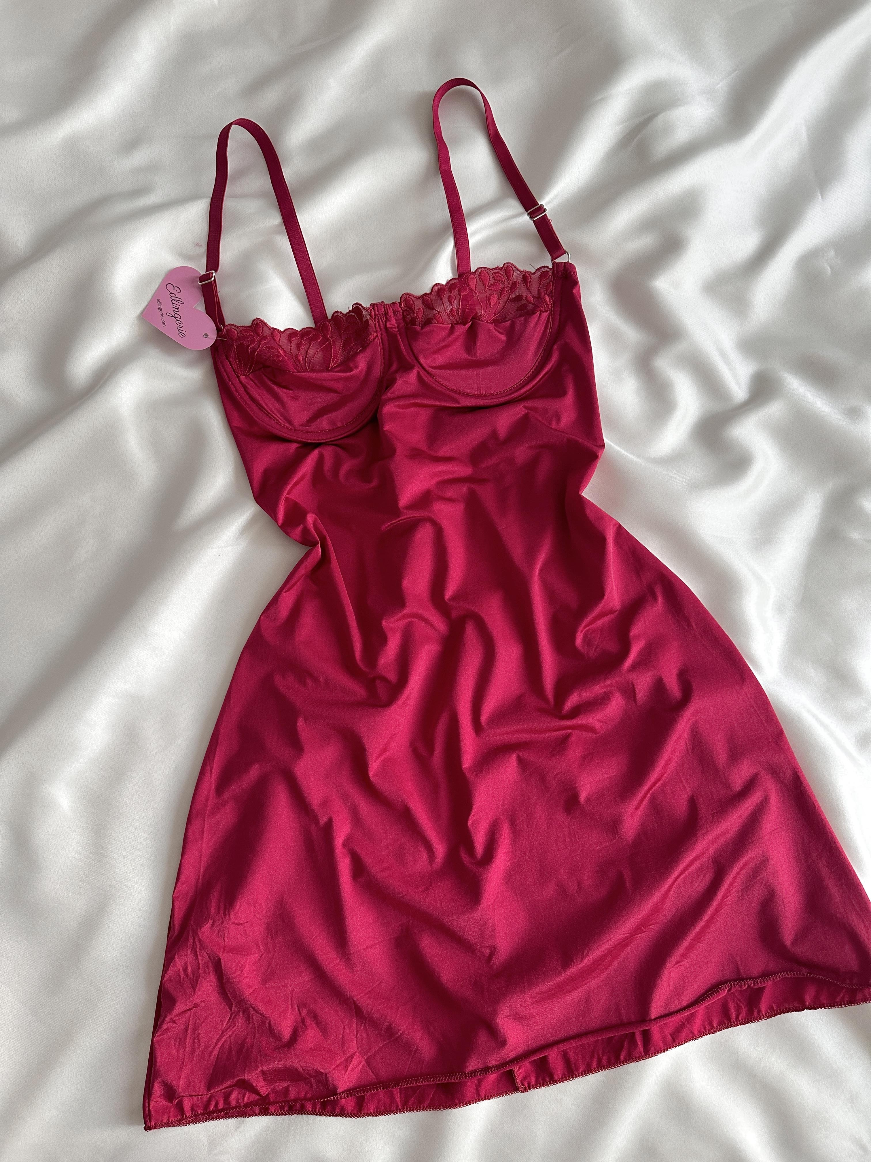Cherry Red Satin Nightgown