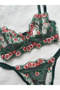 Yeşil Çiçek Detaylı Balenli Bralet Takımı