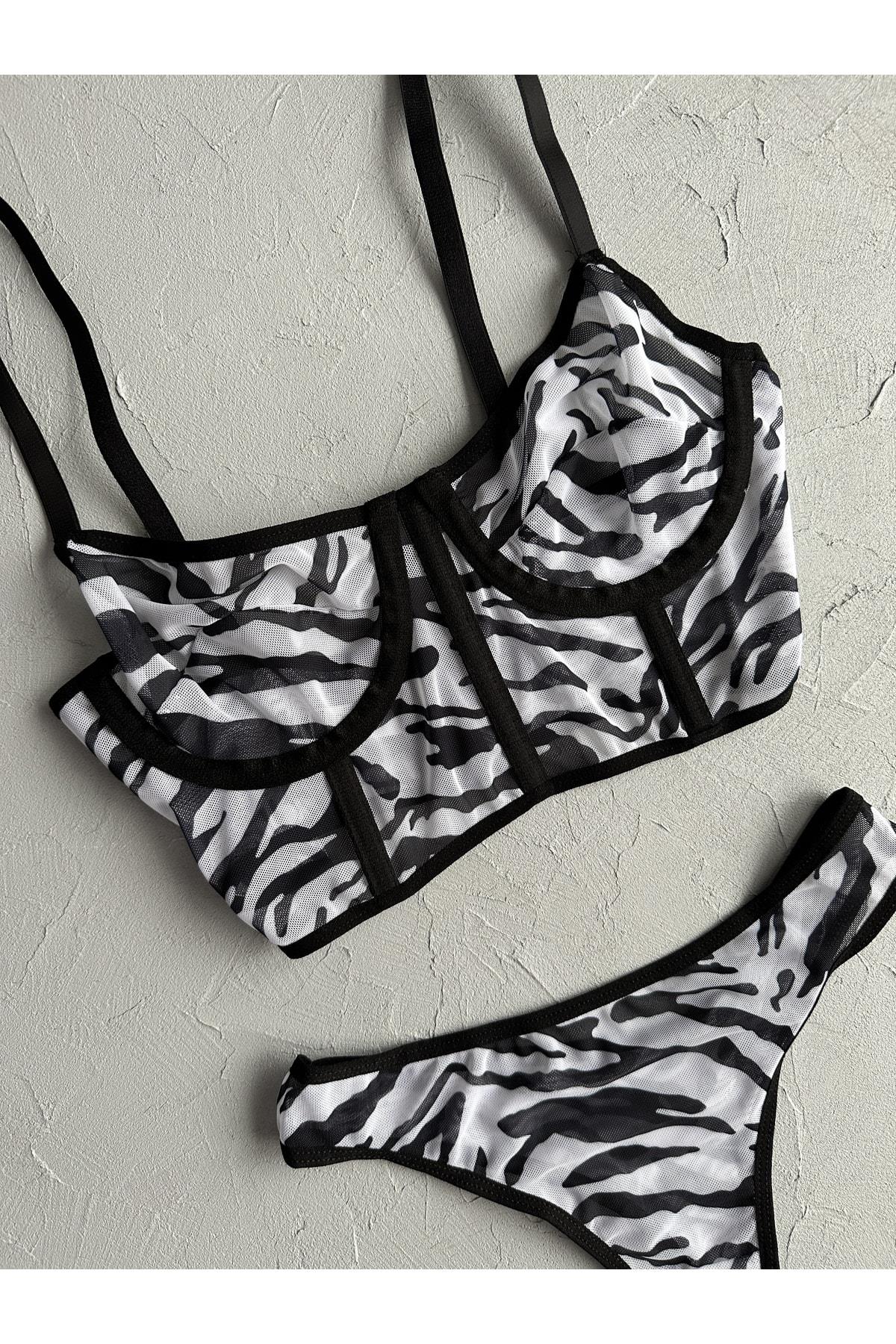 Zebra Pattern Bralette Set