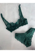 Emerald Green Underwired, Unpadded Lace Bralette Set